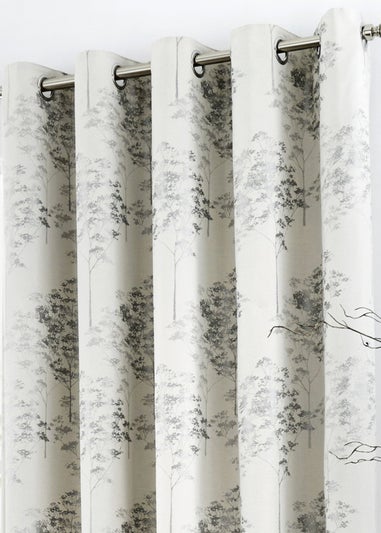 Curtina Elmwood Jacquard Silver Eyelet Curtains