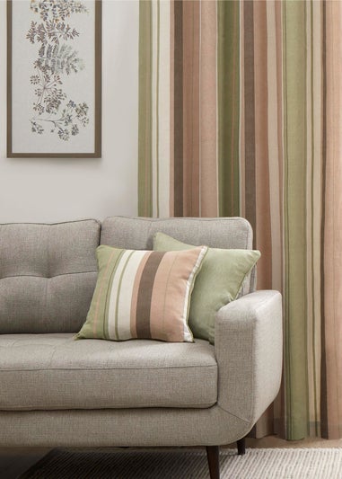 Fusion Whitworth Stripe Green Filled Cushion (43cm x 43cm)