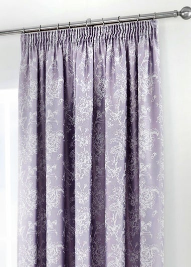 Dreams & Drapes Jasmine Purple Pencil Curtains with Tie-backs