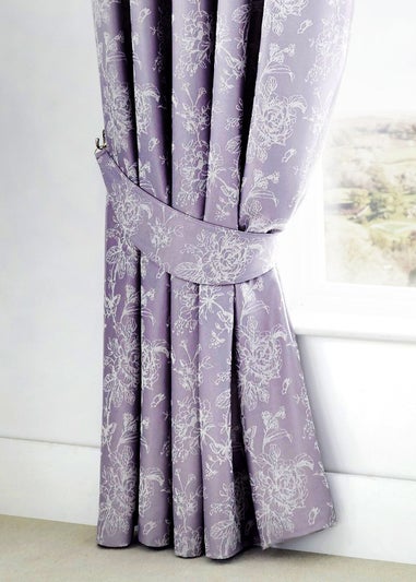 Dreams & Drapes Jasmine Purple Pencil Curtains with Tie-backs