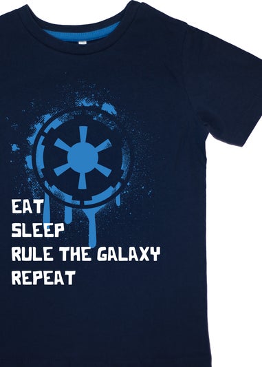 Star Wars Eat Sleep Repeat Kids Navy Stripes Pyjamas (3-8 Years)