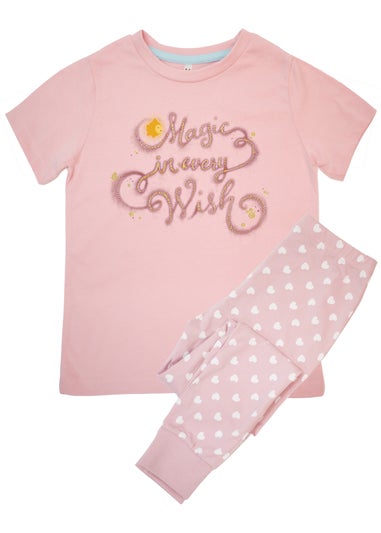 Disney Kids Baby Pink Wish Magic Star Hearts Pyjamas (3-8 Years)