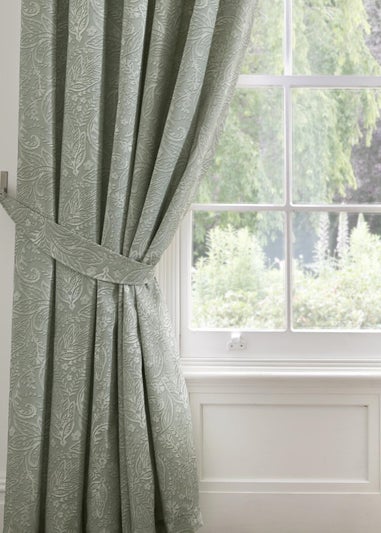 Dreams & Drapes Aveline Green Pencil Pleat Curtains With Tie-Backs