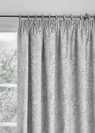 Dreams & Drapes Aveline Grey Pencil Pleat Curtains With Tie-Backs