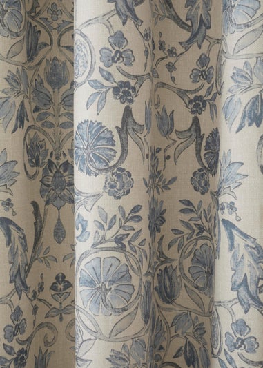 Dreams & Drapes Design Averie Blue Pencil Pleat Curtains With Tie-Backs