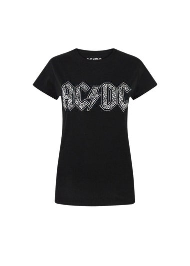AC/DC Black Diamante Logo T-Shirt
