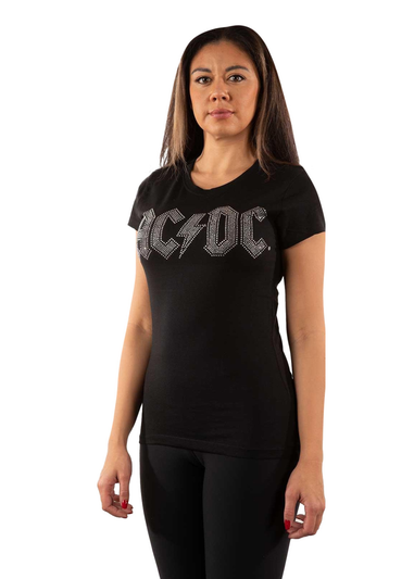 AC/DC Black Diamante Logo T-Shirt