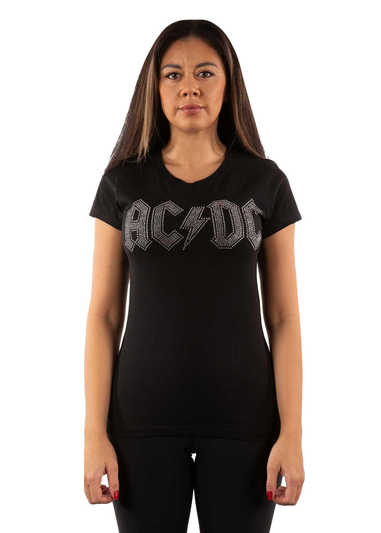 AC/DC Black Diamante Logo T-Shirt