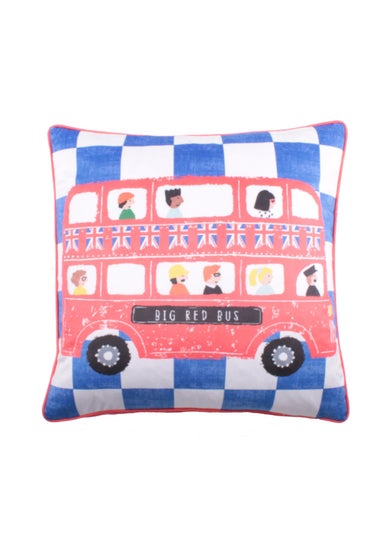 Bedlam On The Move Velvet Blue Filled Cushion (43cm x 43cm)