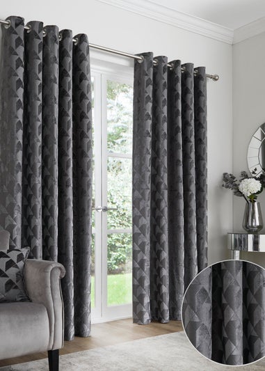 Appletree Boutique Quentin Velvet Grey Eyelet Curtains