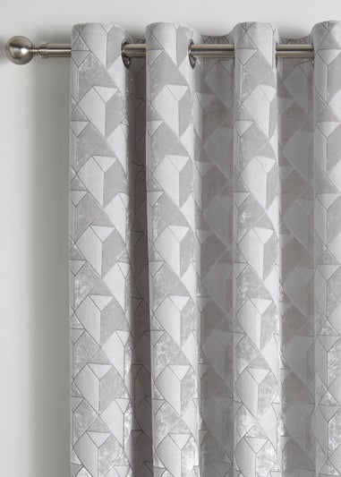 Appletree Boutique Quentin Velvet Silver Eyelet Curtains