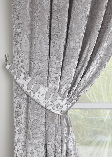 Curtina Trinity Velvet Silver Pencil Pleat Curtains