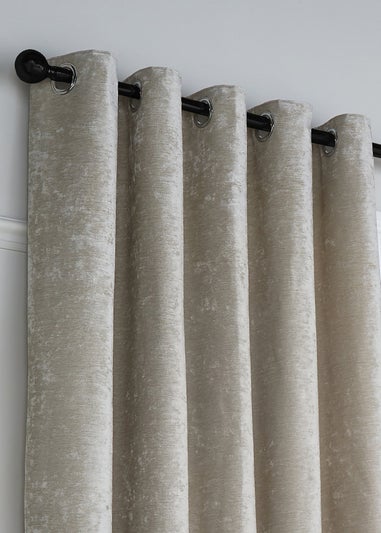 Curtina Textured Chenille Natural Eyelet Curtains