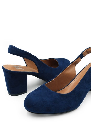 Where's That From Navy Edith Wide Fit Suede Block Heels