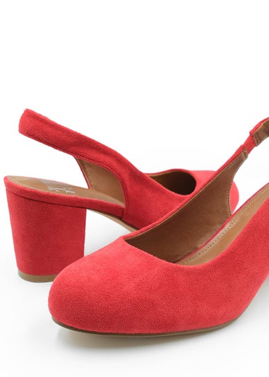 Where's That From Red Edith Extra Wide Suede Block Heels