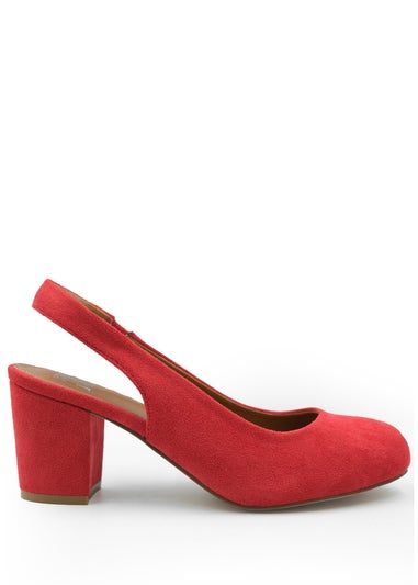 Where's That From Red Edith Extra Wide Suede Block Heels