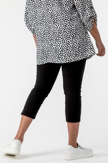 Roman Black Curve Cropped Stretch Side Split Trouser