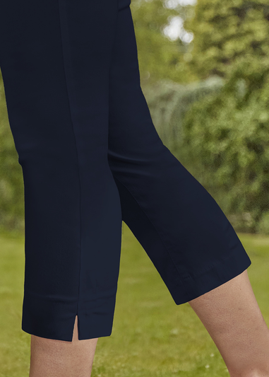 Roman Navy Blue Petite Cropped Stretch Trousers