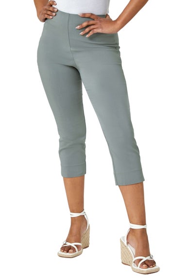 Roman Khaki Petite Cropped Stretch Trouser