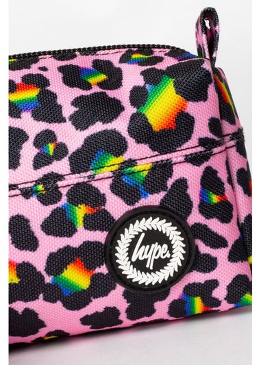 Hype Multi Rainbow Leopard Print Pencil Case