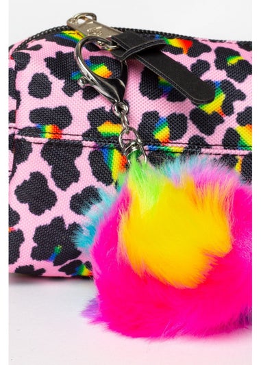 Hype Multi Rainbow Leopard Print Pencil Case