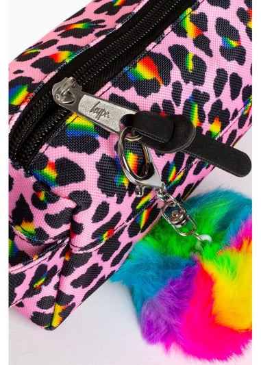 Hype Multi Rainbow Leopard Print Pencil Case