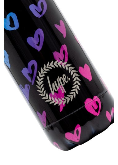 Hype Black Scribble Heart Crest Water Bottle