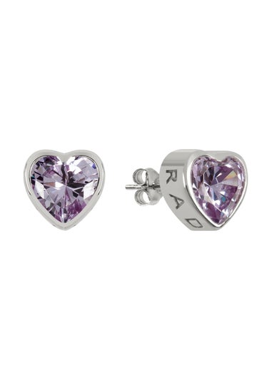 Radley London Silver Light Amethyst Heart Stud Earrings