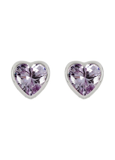 Radley London Silver Light Amethyst Heart Stud Earrings