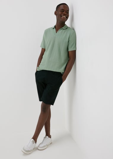 Sage Jacquard V-Neck Polo Top