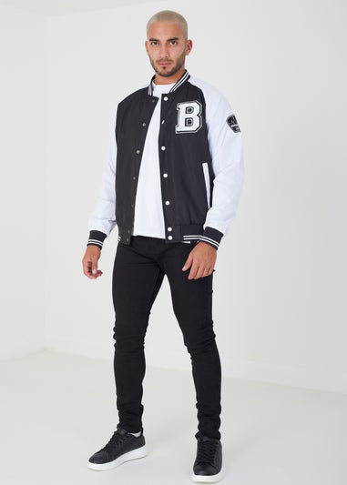 Brave Soul Black Varsity Bomber Jacket