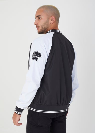 Brave Soul Black Bay Varsity Bomber Jacket