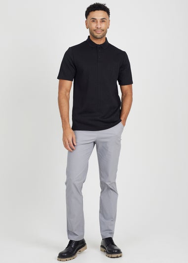 Brave Soul Black Jaquard Knit Polo Shirt