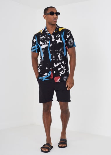 Brave Soul Black Short Sleeve Print Shirt