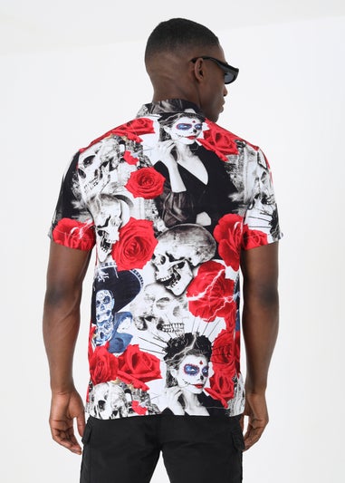 Brave Soul White Revere Collar Print Shirt