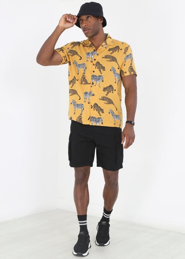 Brave Soul Mustard Short Sleeve Print Shirt