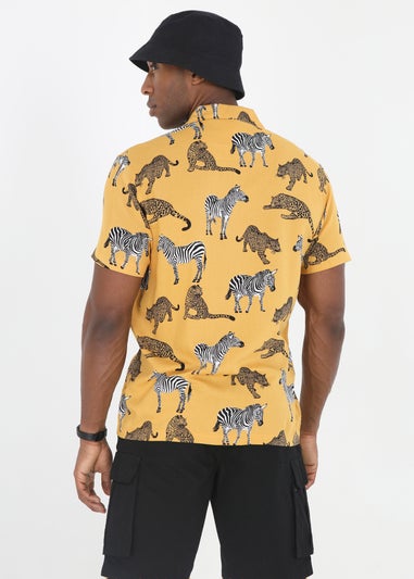 Brave Soul Mustard Short Sleeve Print Shirt