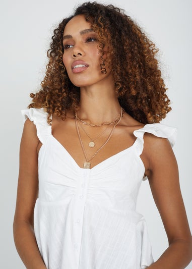 Brave Soul White Manuella V-Neck Hankerchief Hem Top