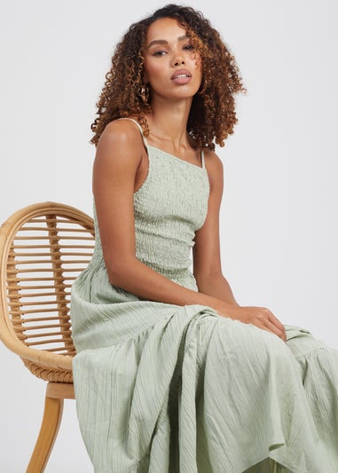 Brave Soul Soft Green Mia Tiered Maxi Dress