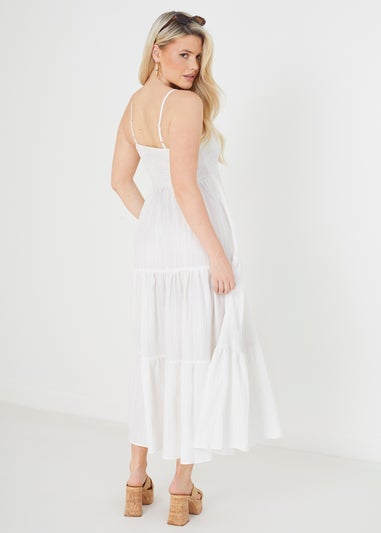 Brave Soul White Mia Tiered Maxi Dress