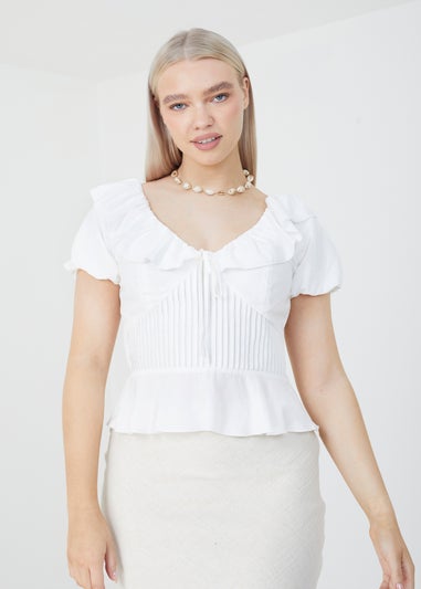 Brave Soul White Frill Collar Puff Sleeve Blouse