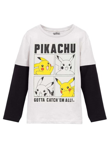 Pokemon Kids Grey Pikachu Long-Sleeved Skater Top (4-14yrs)