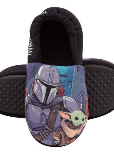 Star Wars Black/Blue Kids The Mandalorian Slippers