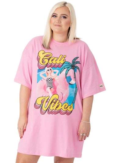 Barbie Pastel Pink Cali Vibes Oversized T-Shirt Dress