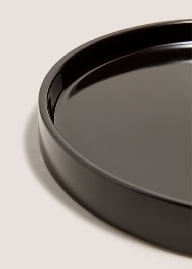 Black Round Candle Plate