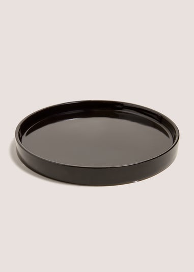 Black Round Candle Plate