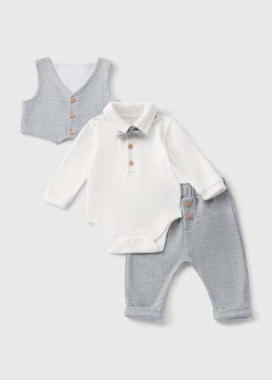 Boys Herringbone Smart Top & Trousers Set (Newborn-23mths)