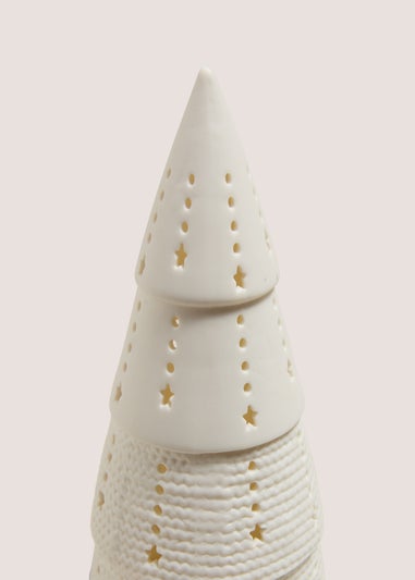 White Christmas Tree Ceramic LED Light (9.5cm x 9.5cm x 21cm)