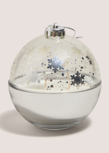 Wondrous Silver Snowflake Bauble Candle (11cm x 11cm x 12cm)