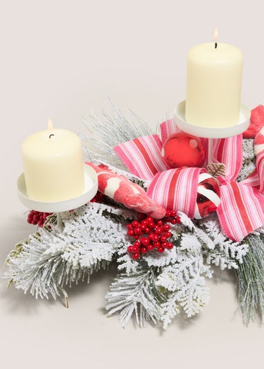 Christmas Candy Cane Candle Centrepiece